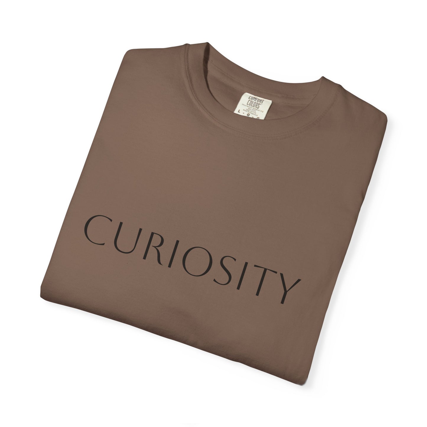 "Curiosity" Garment-Dyed Unisex T-Shirt, Comfortable Tee, Casual Wear, Gift for Curious Minds, Unique Graphic Tee
