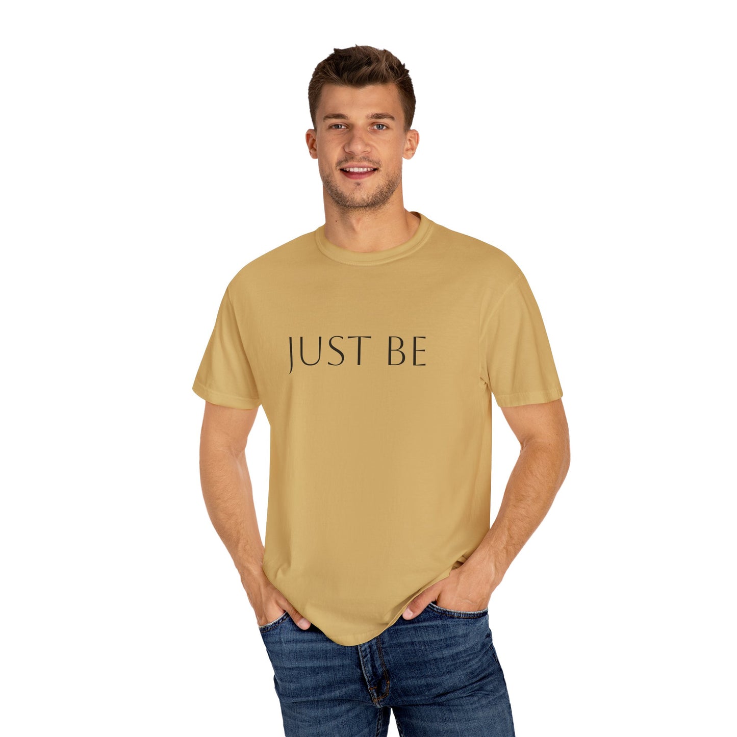 'JUST BE' Text - Relaxed Fit, Inspirational Tee for Mindfulness, Casual Wear, Gift for Friends