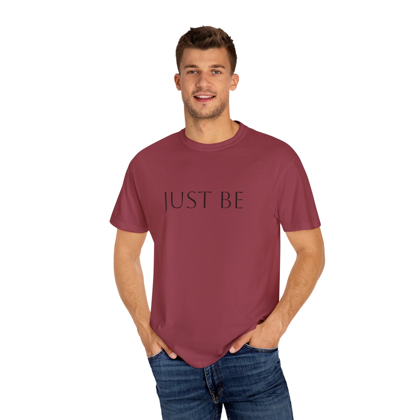 'JUST BE' Text - Relaxed Fit, Inspirational Tee for Mindfulness, Casual Wear, Gift for Friends