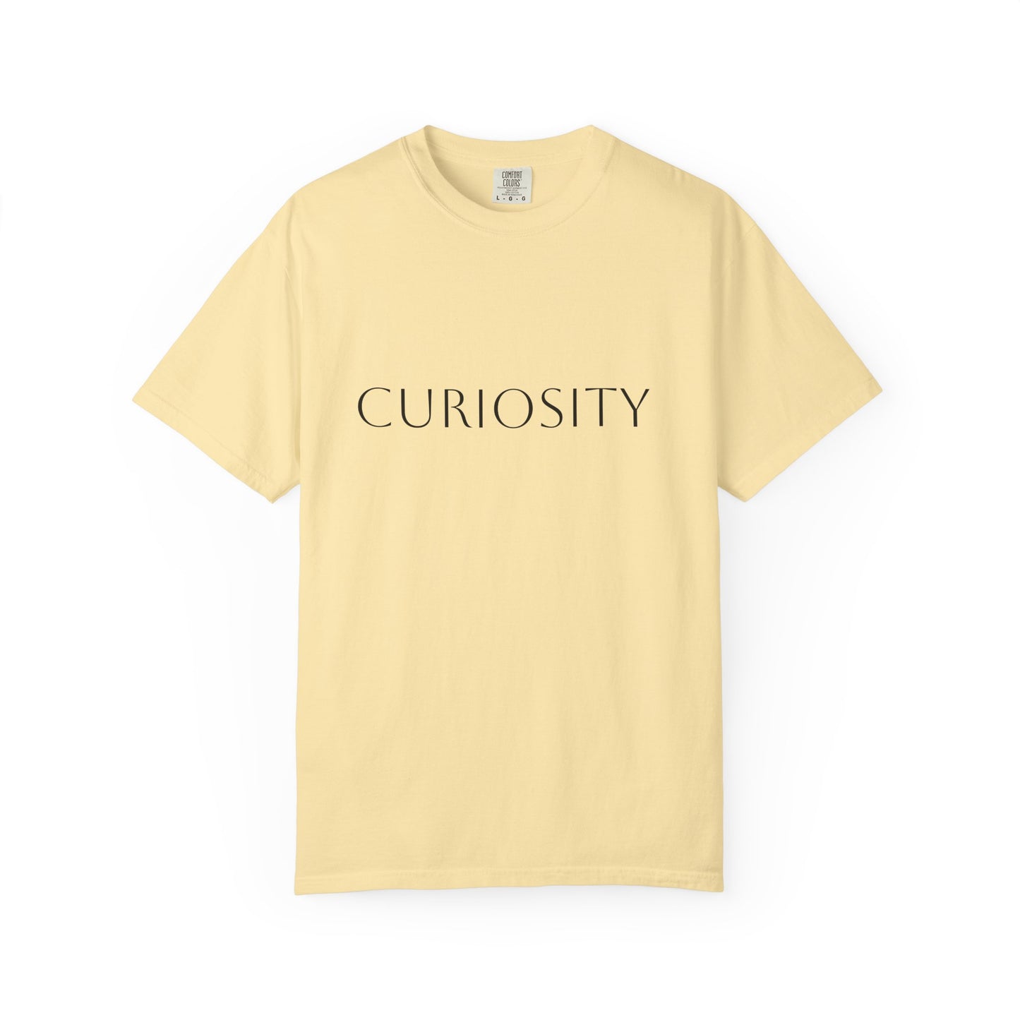"Curiosity" Garment-Dyed Unisex T-Shirt, Comfortable Tee, Casual Wear, Gift for Curious Minds, Unique Graphic Tee