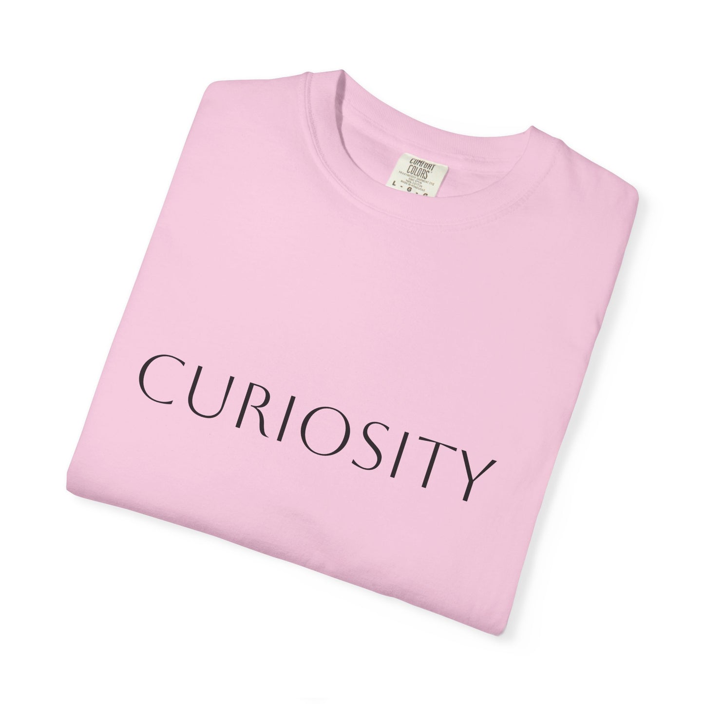"Curiosity" Garment-Dyed Unisex T-Shirt, Comfortable Tee, Casual Wear, Gift for Curious Minds, Unique Graphic Tee