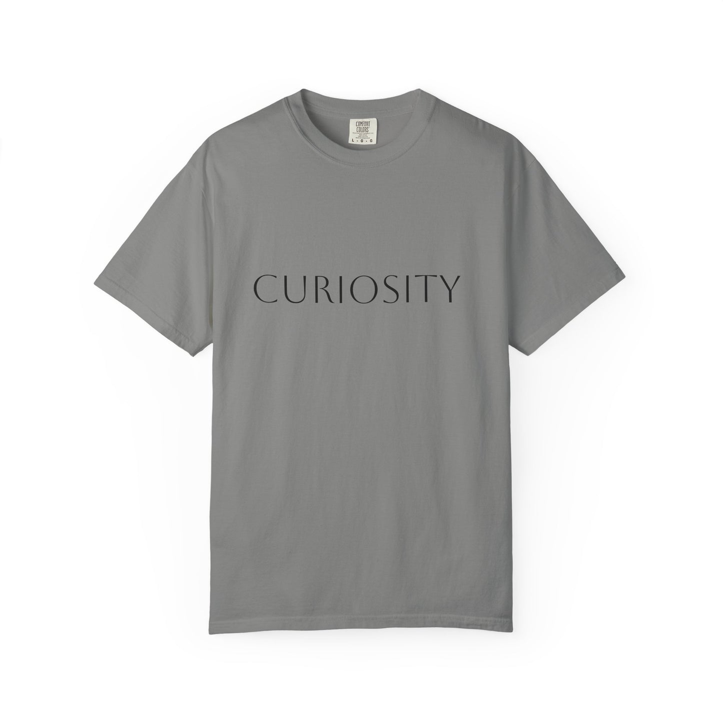 "Curiosity" Garment-Dyed Unisex T-Shirt, Comfortable Tee, Casual Wear, Gift for Curious Minds, Unique Graphic Tee