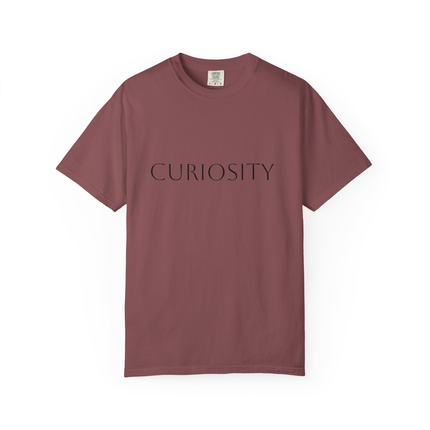 "Curiosity" Garment-Dyed Unisex T-Shirt, Comfortable Tee, Casual Wear, Gift for Curious Minds, Unique Graphic Tee