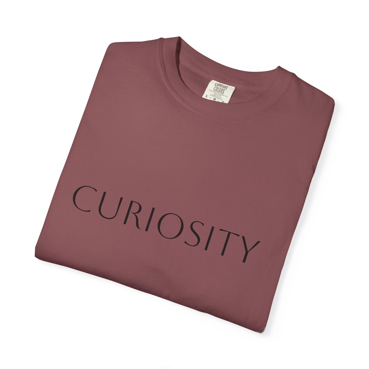 "Curiosity" Garment-Dyed Unisex T-Shirt, Comfortable Tee, Casual Wear, Gift for Curious Minds, Unique Graphic Tee