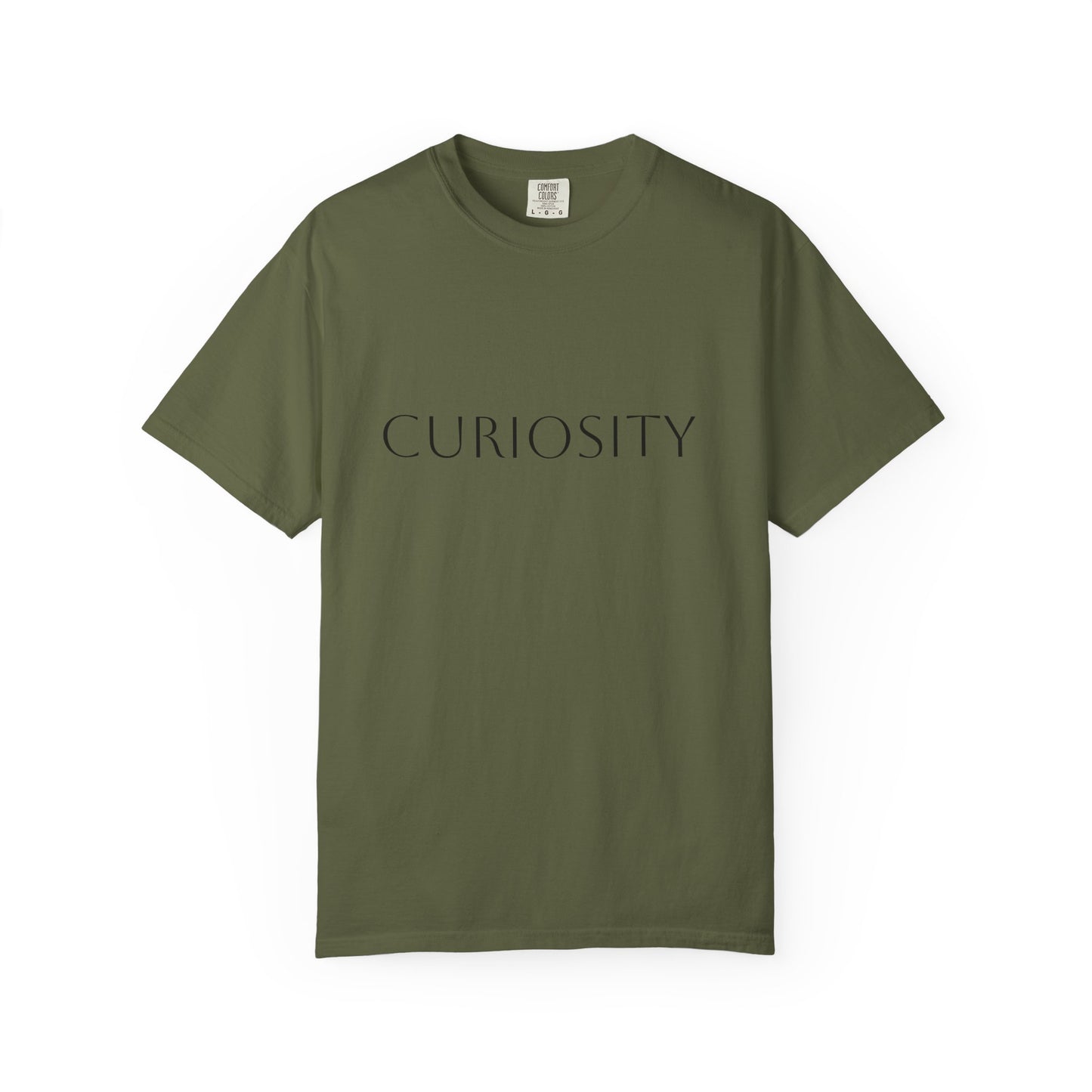 "Curiosity" Garment-Dyed Unisex T-Shirt, Comfortable Tee, Casual Wear, Gift for Curious Minds, Unique Graphic Tee